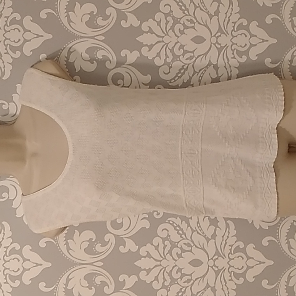 Crocheted, White Knit Sleeveless Top